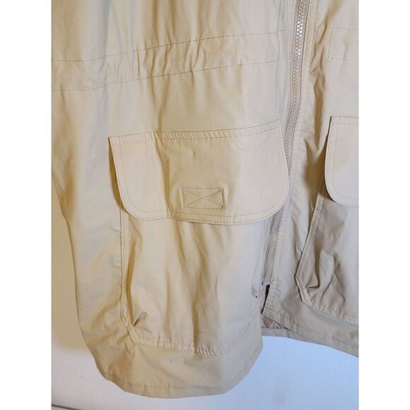 Totes Flannel Lined Rain Jacket Size L Tan Light Brown With Brown Plaid Lining - Picture 5 of 9